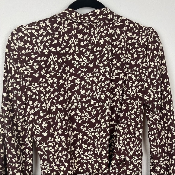 Ganni Printed Crepe Wrap Dress Decadent Chocolate - Picture 7 of 12